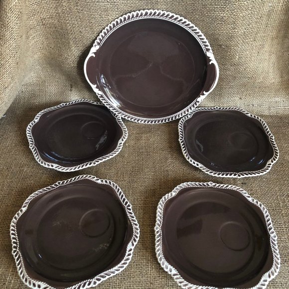 VTG Ceramic Platter and 4 Lunch Plates - Picture 5 of 9